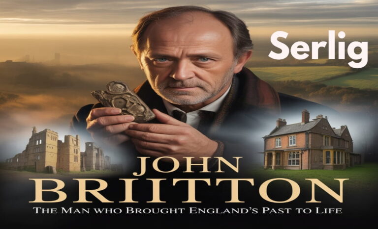 John Britton portrait illustration with historical books and architectural sketches representing English antiquarian heritage and Gothic architecture studies