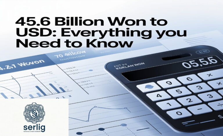 45.6 billion Korean won to USD conversion with currency notes and exchange rate concept