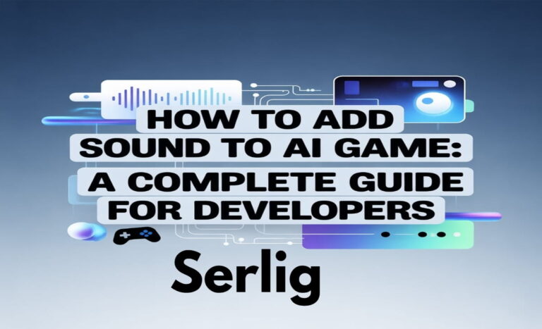 Developer adding sound effects and music to an AI-generated game using audio tools on a computer screen