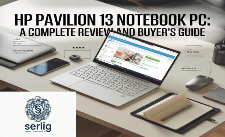 HP Pavilion 13 Notebook PC slim lightweight laptop with silver design on desk