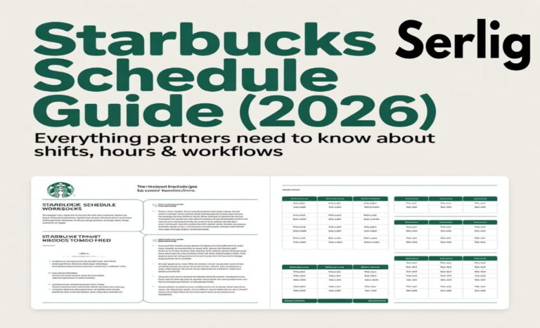 Starbucks partner checking work schedule on smartphone using Partner Hours app