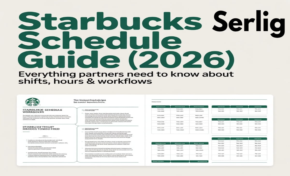 Starbucks partner checking work schedule on smartphone using Partner Hours app