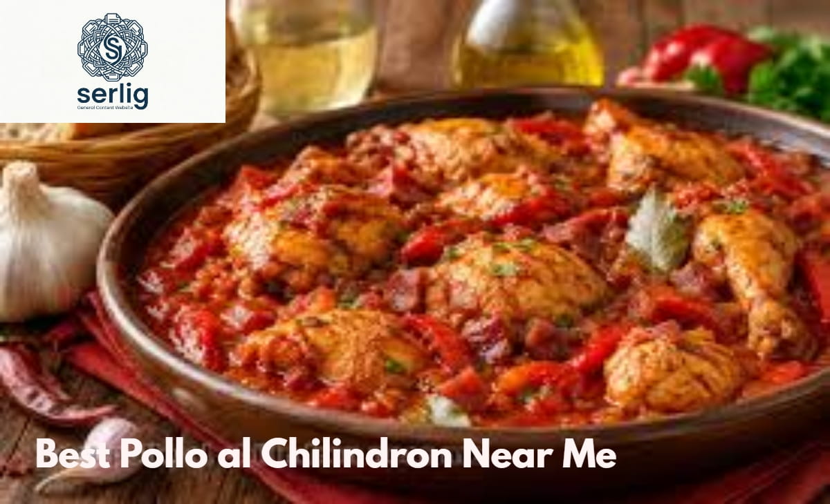 Authentic Pollo al Chilindron served in a traditional Spanish clay cazuela with roasted red peppers and chorizo