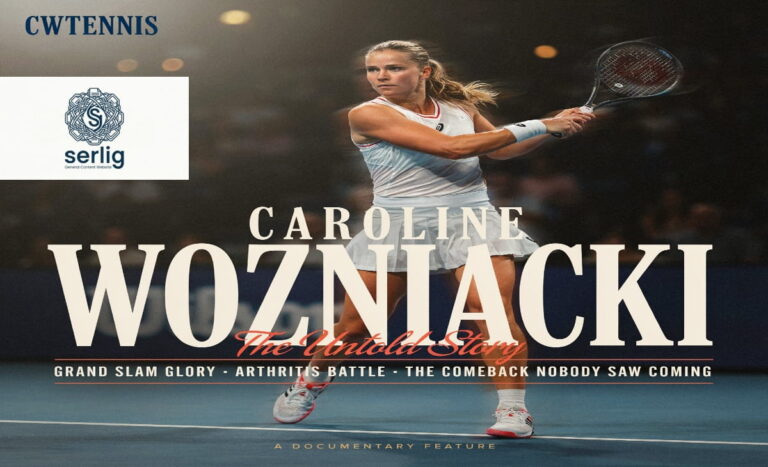 Caroline Wozniacki in action on the tennis court representing the CWTennis legacy